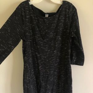 Black & white heathered long sleeve cotton dress